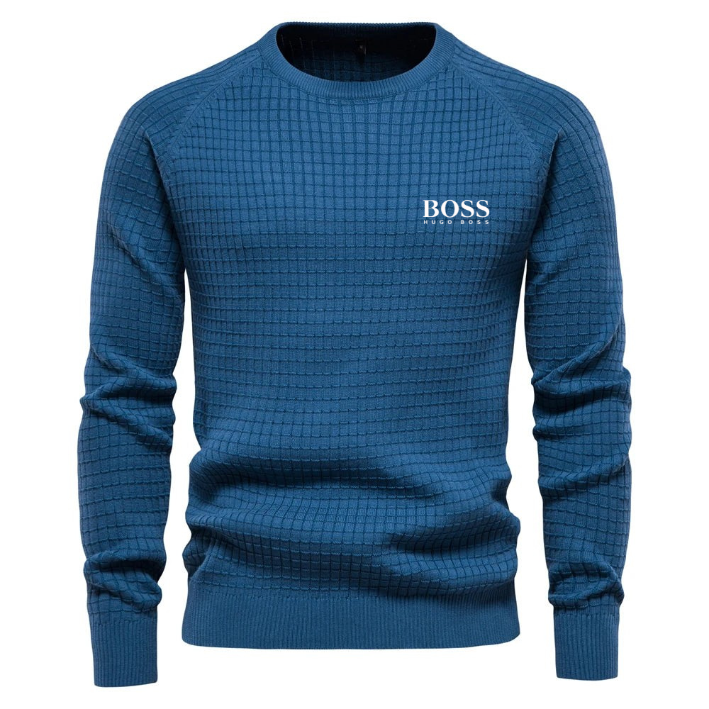 Kursava™ | Men's Sweater With Grid Pattern