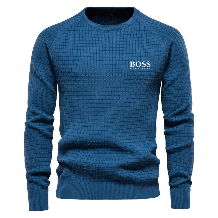Kursava™ | Men's Sweater With Grid Pattern