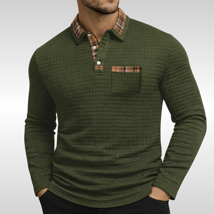 ADAM WAFFLE POLO SHIRT