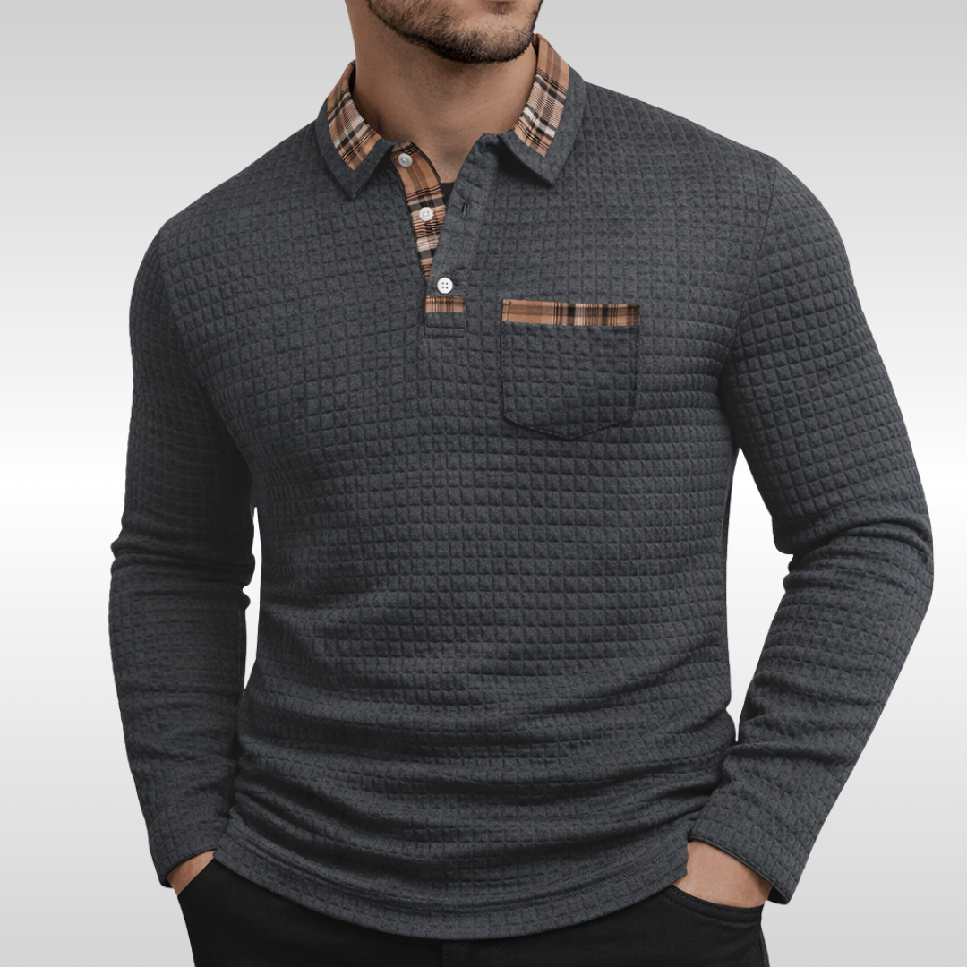 ADAM WAFFLE POLO SHIRT