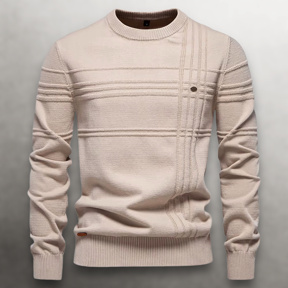 Structured Grid Cotton Sweater