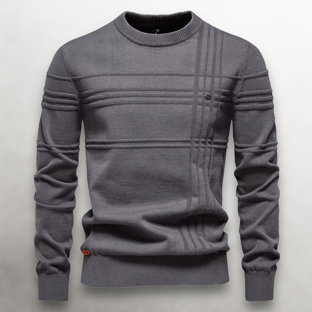 Structured Grid Cotton Sweater